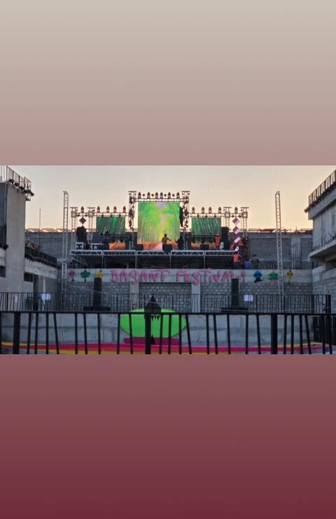 Stage showing the ZNJ logo at the Basant 2026 event, Zee Avenue Lahore; from ZNJ Instagram highlights